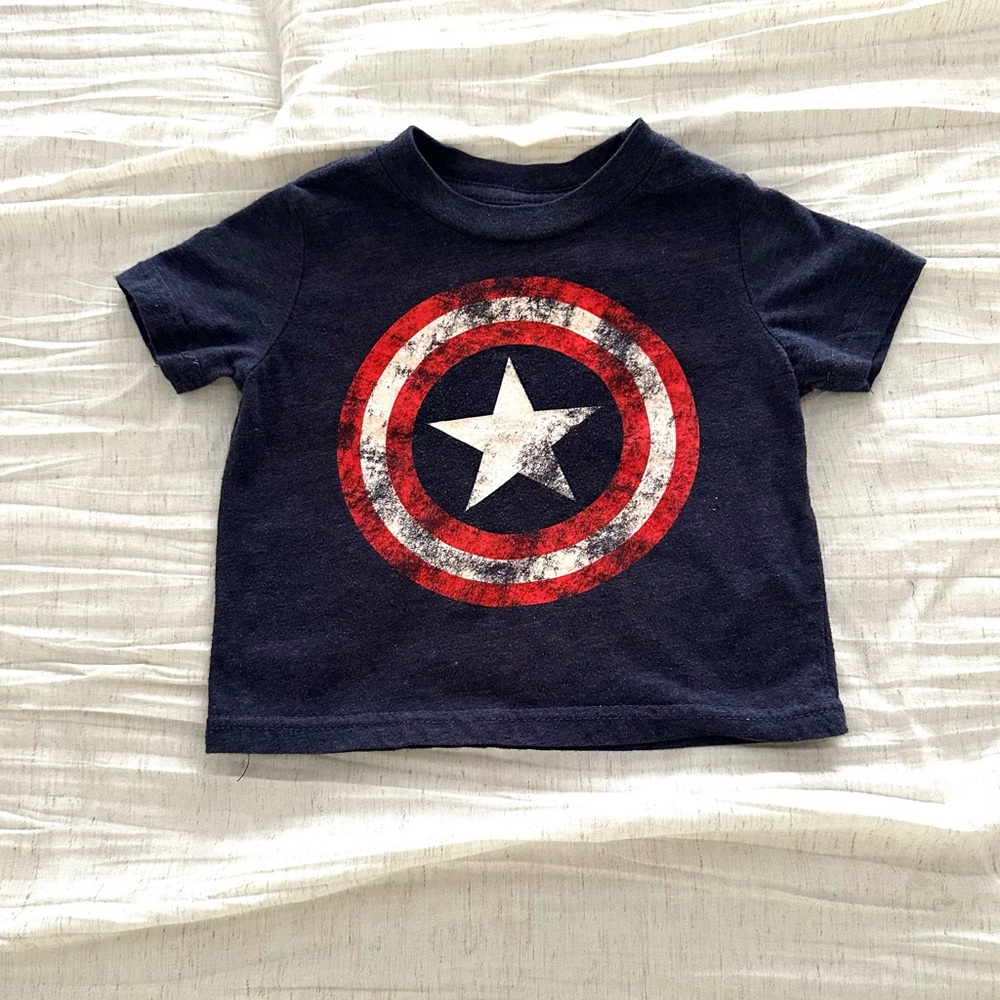 Marvel Navy and Red Captain America Shield Tee 12M